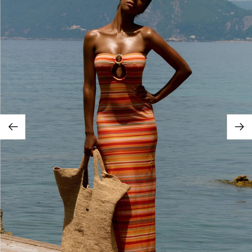 Monday Swimwear Sardinia Striped Strapless Maxi Dress
